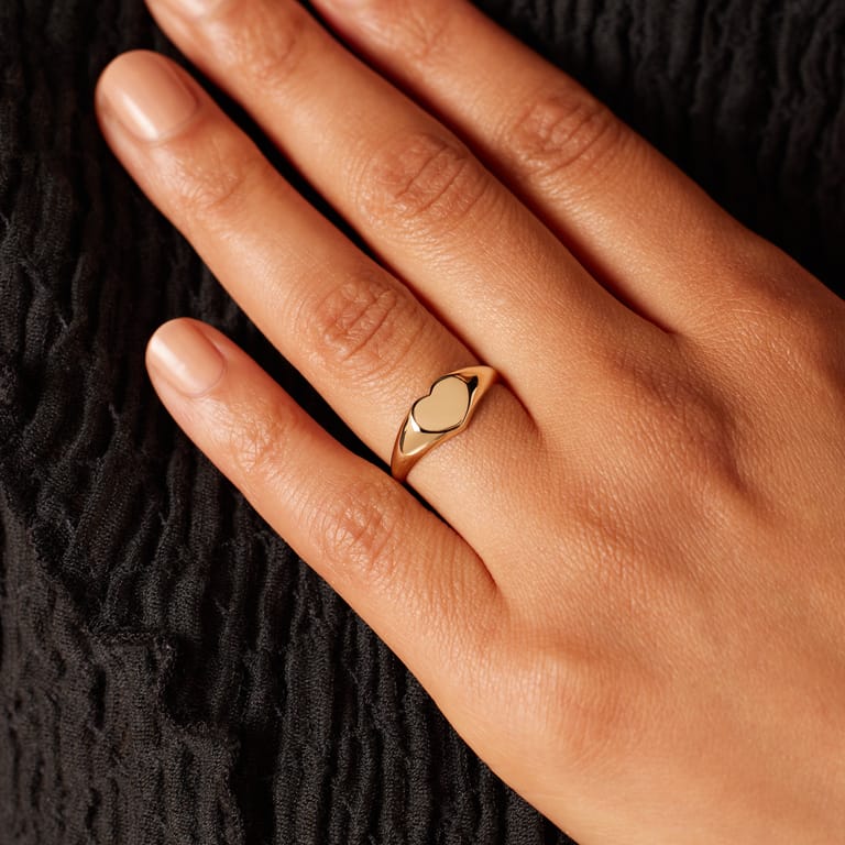 Siegelring, 585 Gelbgold, Herz