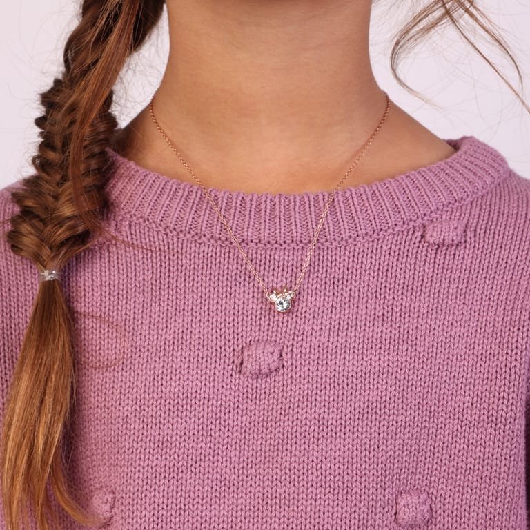 Disney Minnie Halskette, 925 Silber, rotvergoldet, Kristall