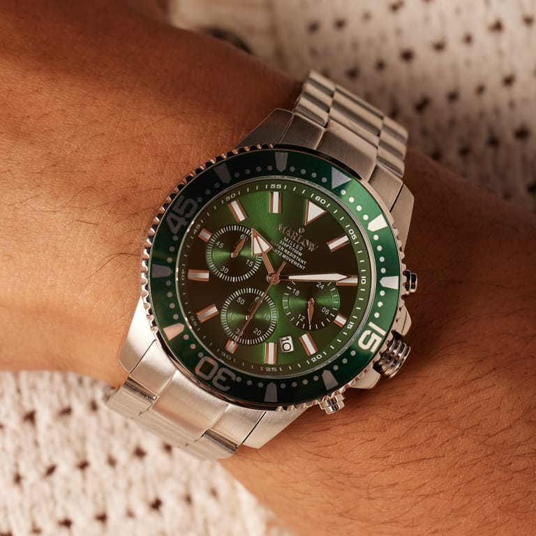 Marlow Miller Chronograf Armbanduhr, Edelstahlarmband
