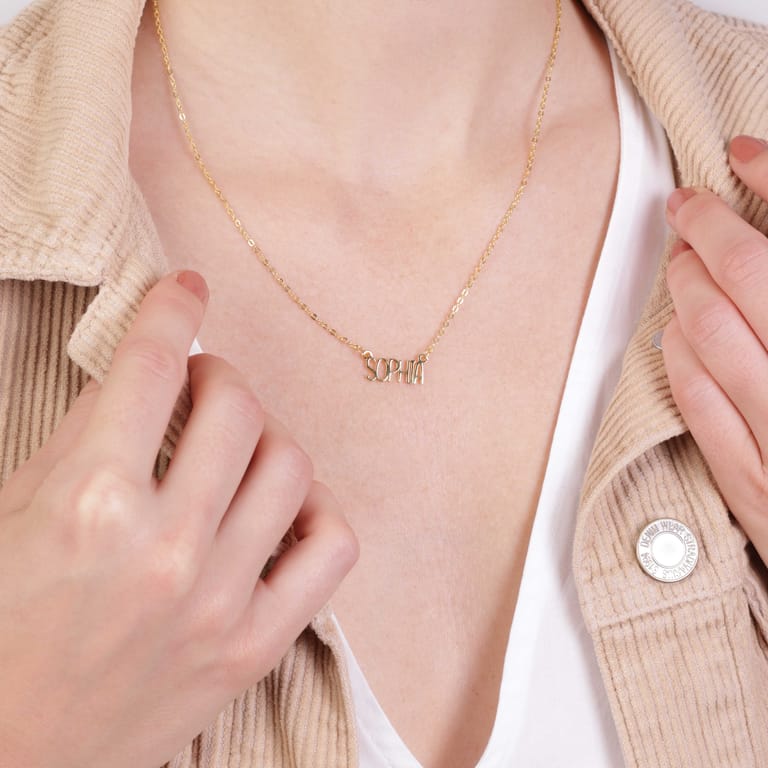 Zilveren goldplated naamketting voor dames