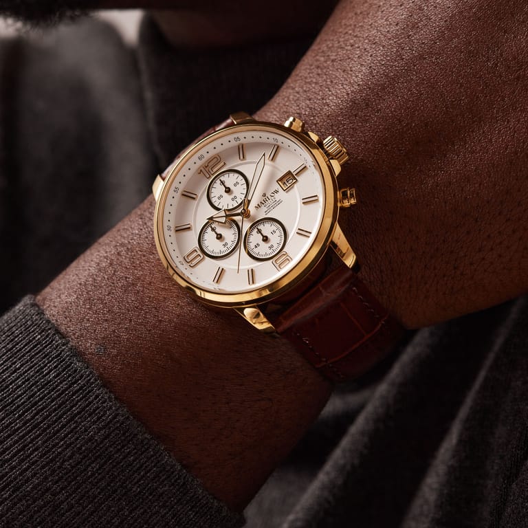 Marlow Miller Chronograf Armbanduhr mit Lederarmband