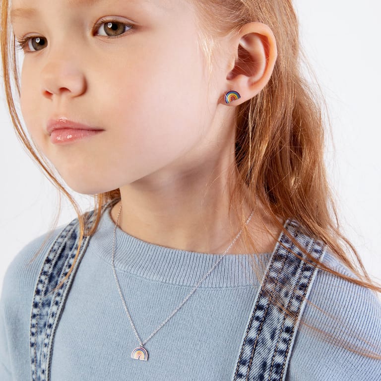 Ohrstecker, 925 Silber, Emaille, Regenbogen, K3