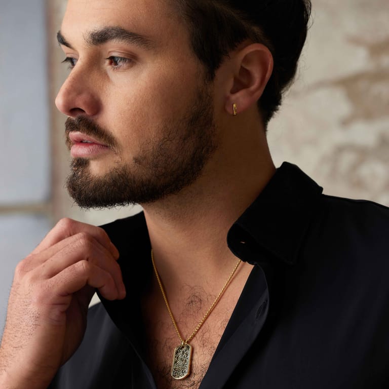 Stainless steel goldplated herenoorringen