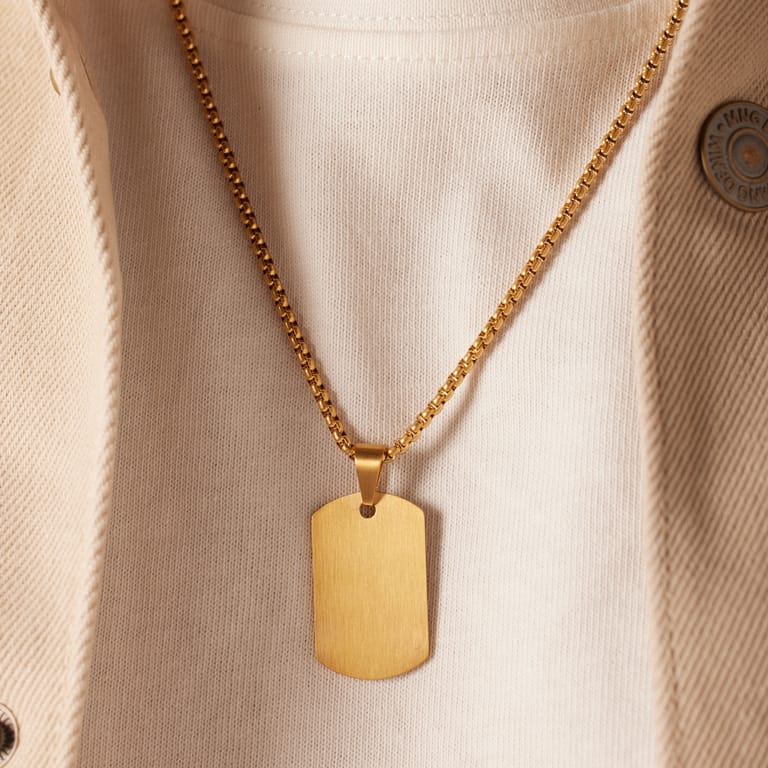 Stalen goldplated herenketting met hanger