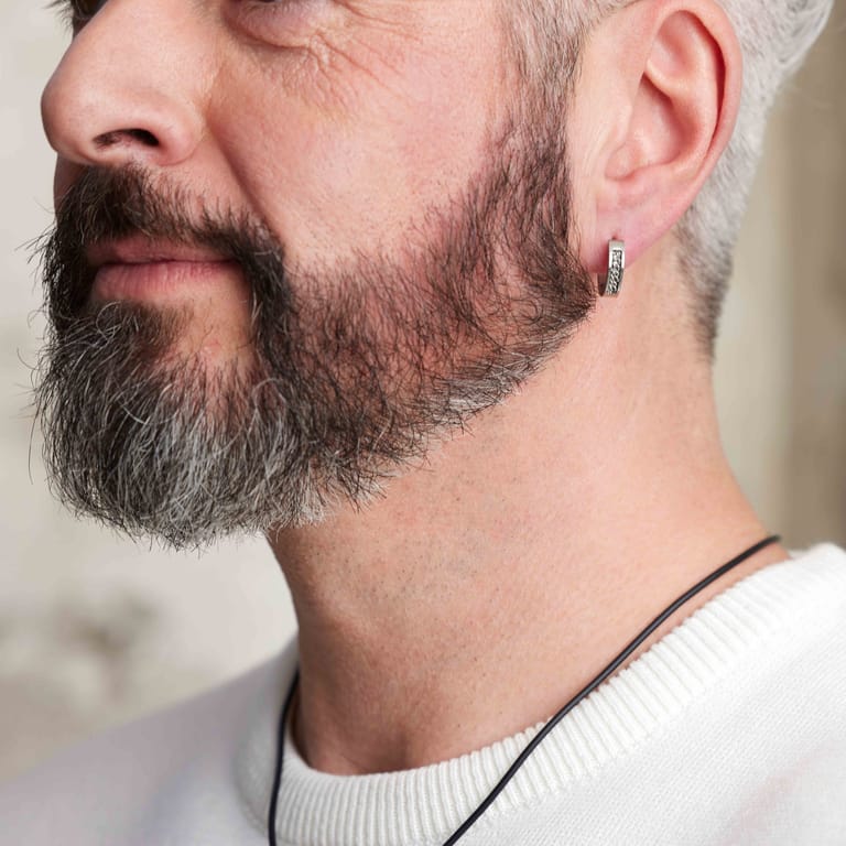 Gerecycleerd stainless steel heren oorringen schakel mat