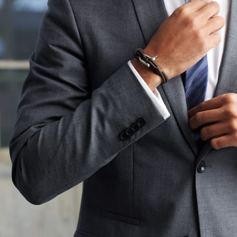 Stalen herenarmband boeisluiting donkerbruin