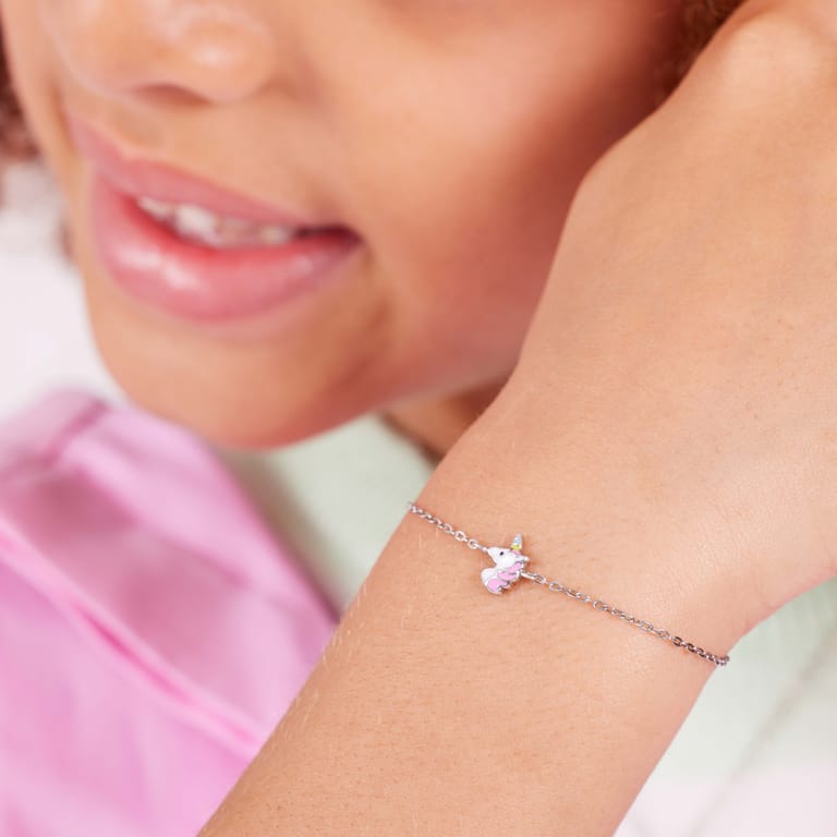 Armband, 925 Silber, Emaille, Einhorn