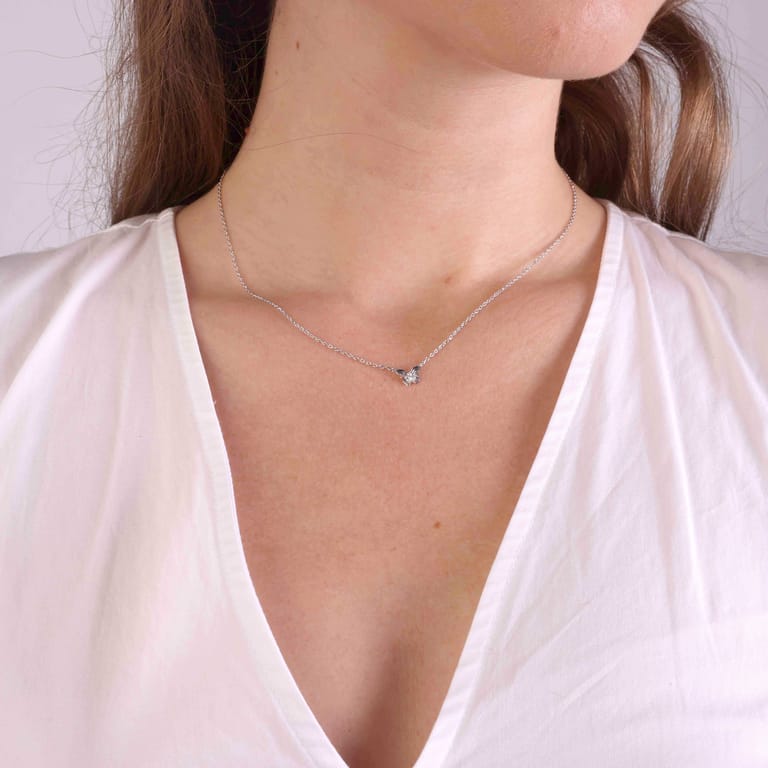 Halskette, 925 Silber, mit Anhänger, Schmetterling, Zirkonia