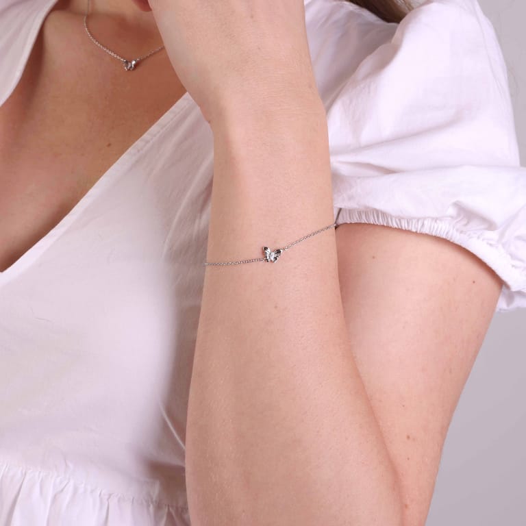 Armband, 925 Silber, Schmetterling, Zirkonia