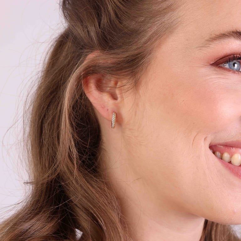 Zilveren goldplated oorringen met zirkonia voor dames