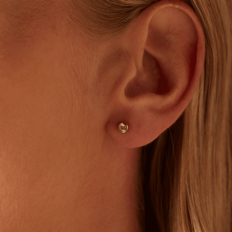 Ohrringe, 925 Silber, vergoldet, mit Zirkonia 3 mm