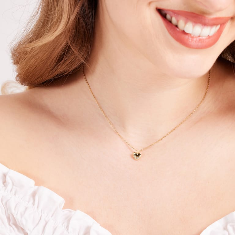 Zilveren goldplated ketting met hanger hart met zirkonia voor dames