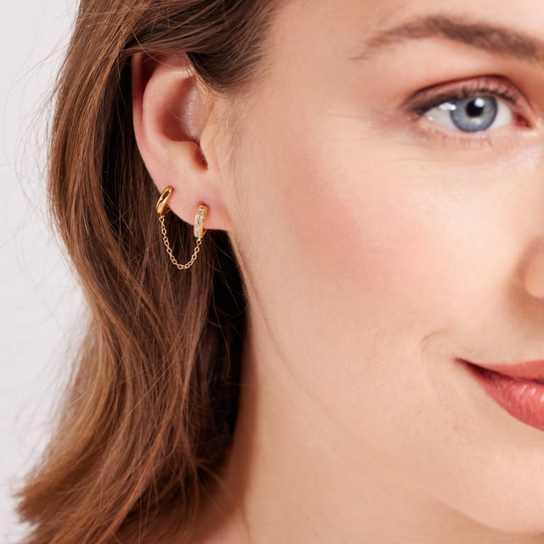 Zilveren goldplated oorringen met zirkonia voor dames
