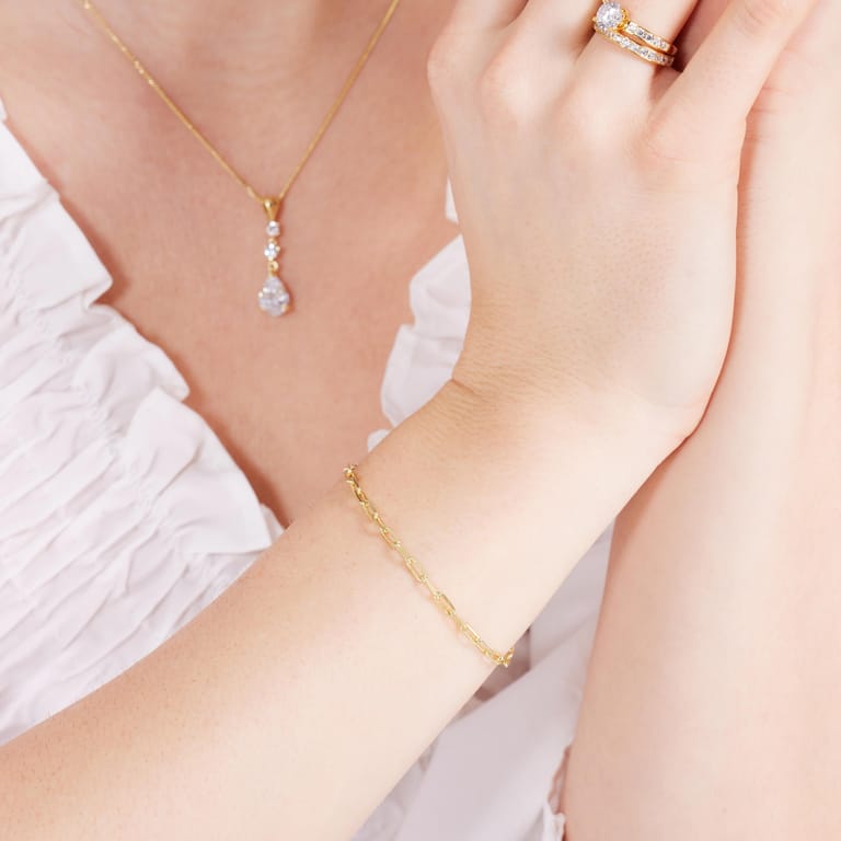 Zilveren goldplated schakelarmband voor dames