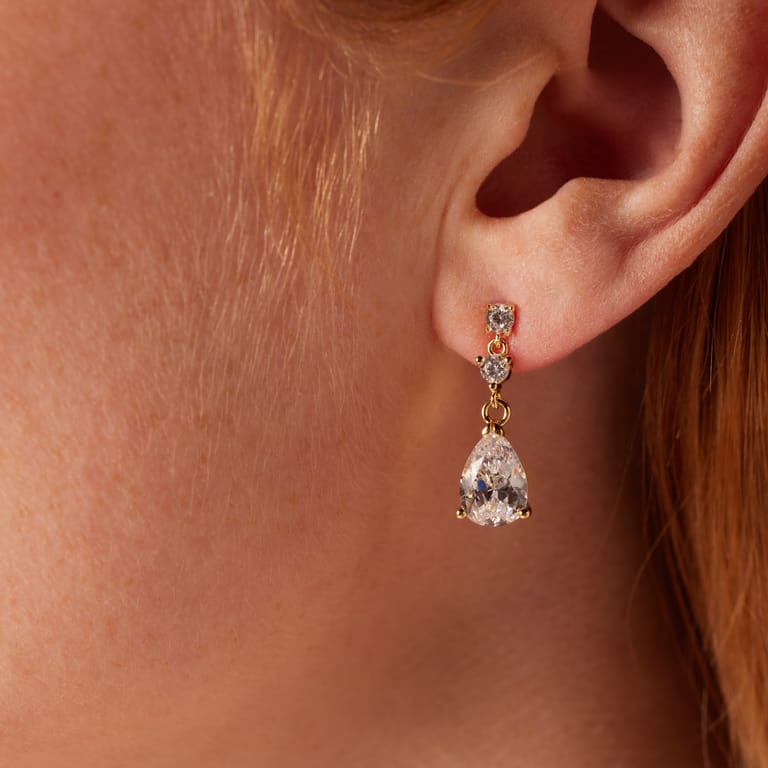 Zilveren goldplated oorknoppen met zirkonia voor dames