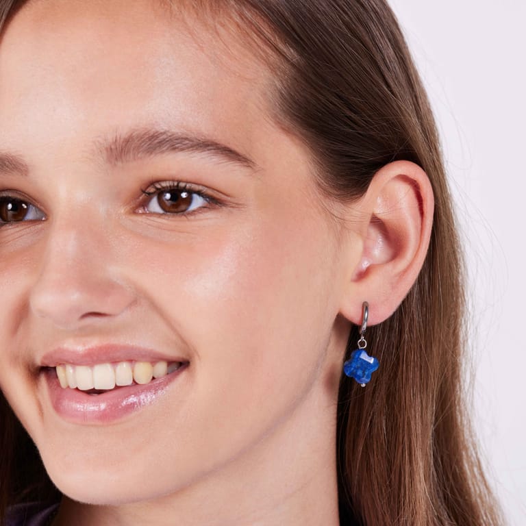 Stalen oorbellen met lapis lazuli