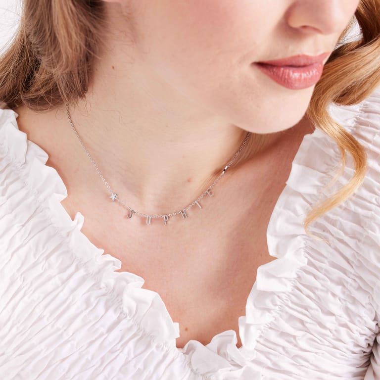 Zilveren naamketting sterren voor dames