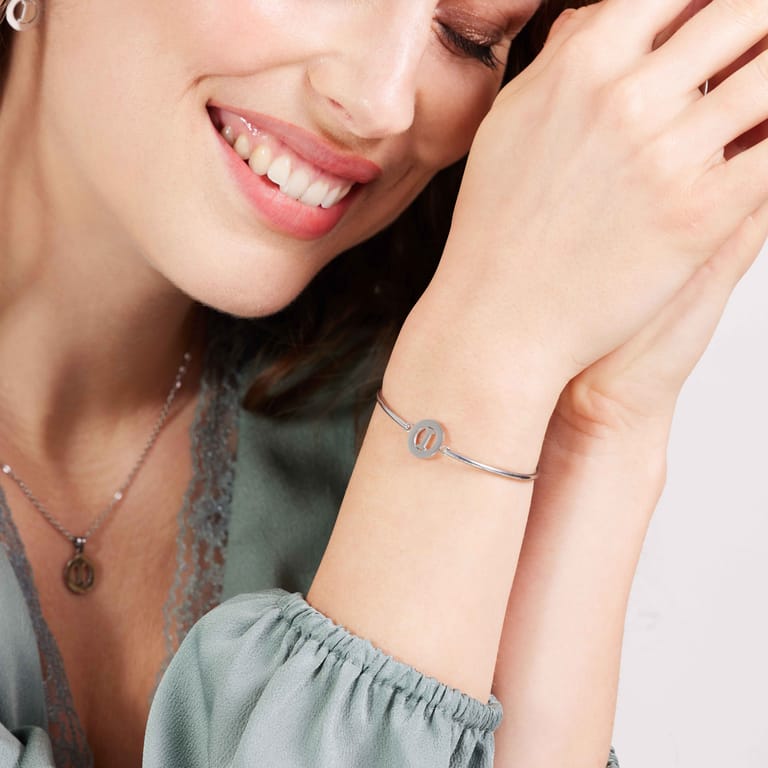 Stalen armband met letter - I