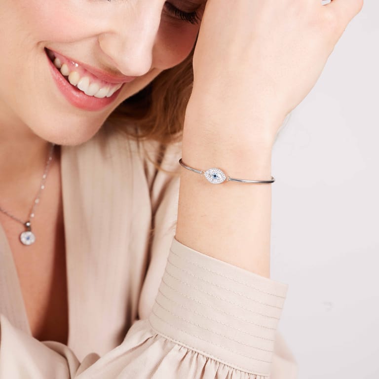 Stalen armband oog met kristal