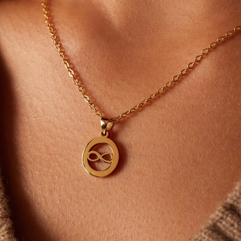 Stalen goldplated ketting met hanger munt voor dames