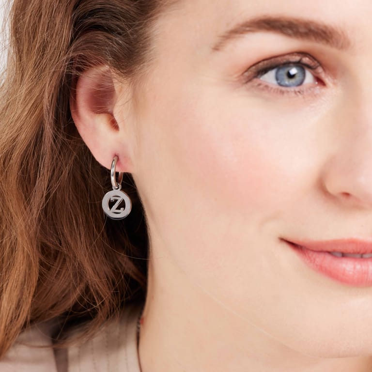 Stainless steel oorbellen met letter - Z