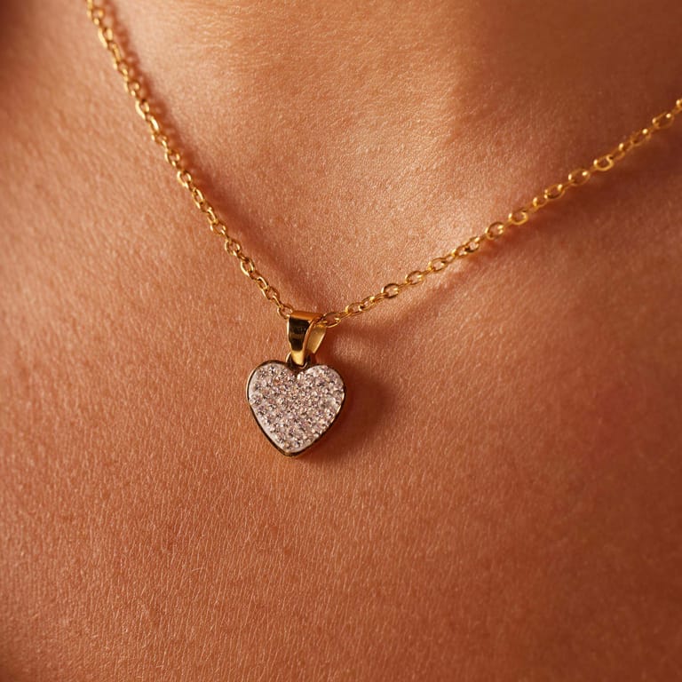 LivLiv stainless steel goldplated ketting met hanger hart voor dames