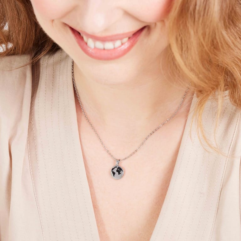 LivLiv stainless steel ketting met hanger wereldbol voor dames