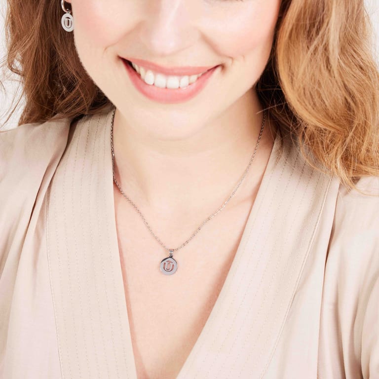 Stalen ketting met letter - U