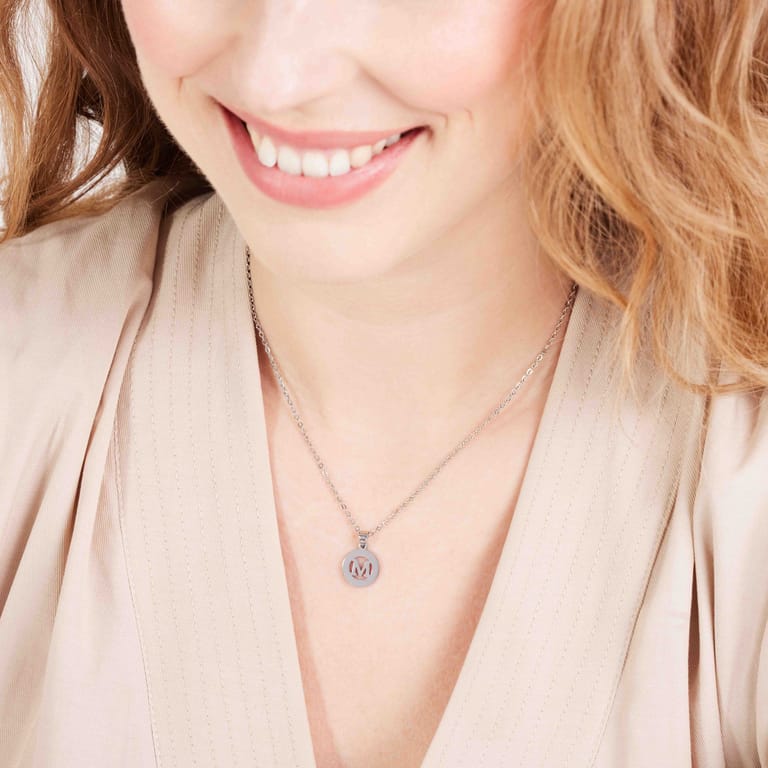 Stalen ketting met letter - M