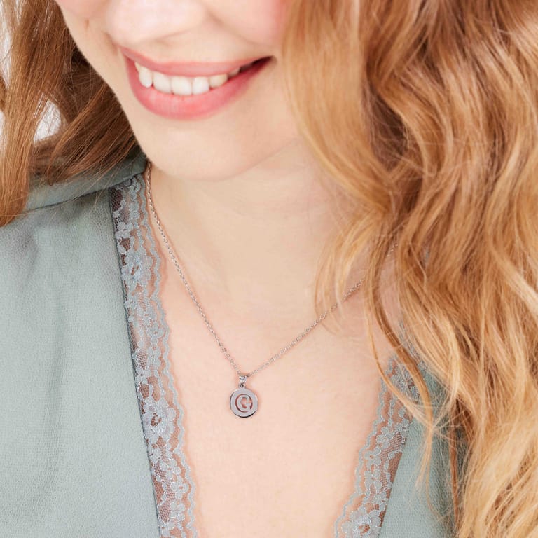 Stalen ketting met letter - G