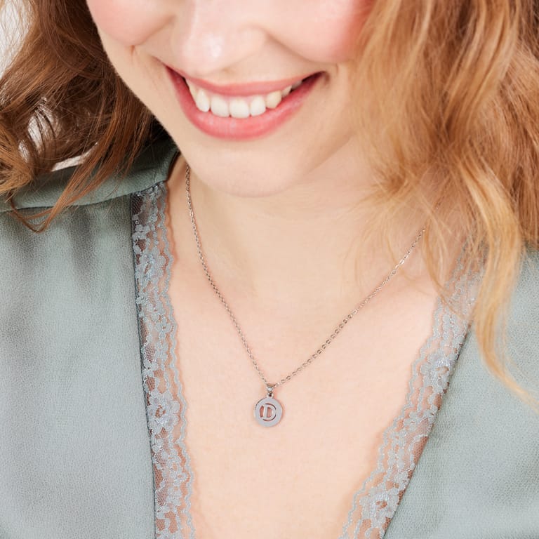 Stalen ketting met letter - D