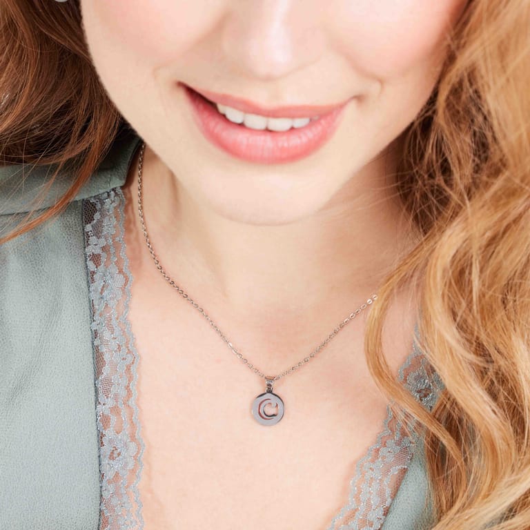 Stalen ketting met letter - C