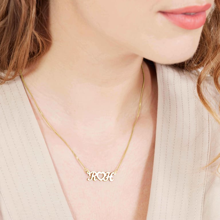 Zilveren goldplated naamketting voor dames