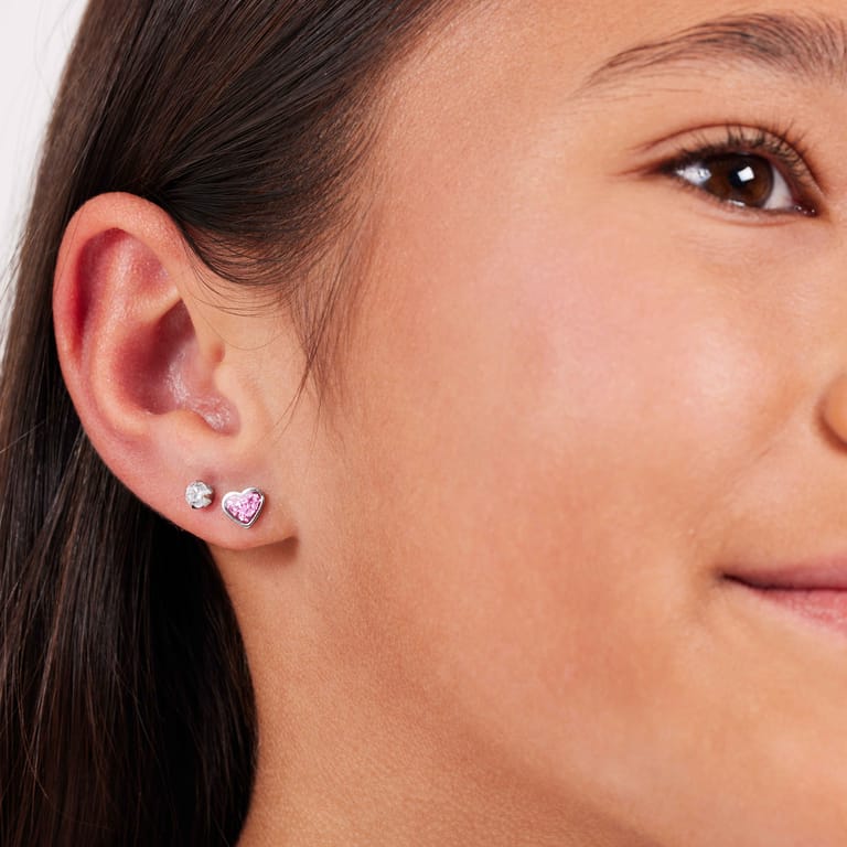 Tiny tips stainless steel oorbellen zirkonia 4mm