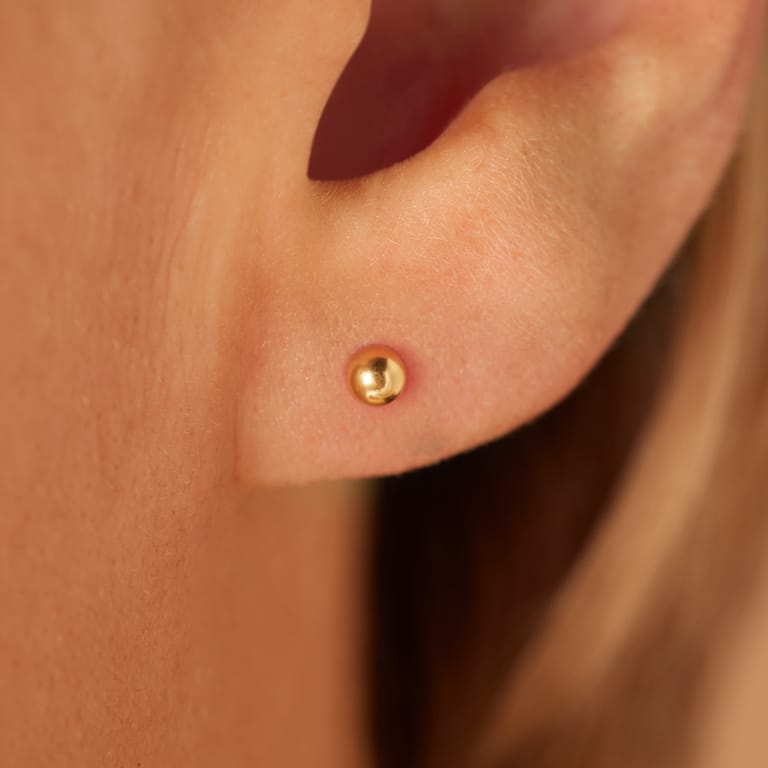 Studex medizinische Ohrringe aus 750er Gelbgold, Kugel, 3 mm
