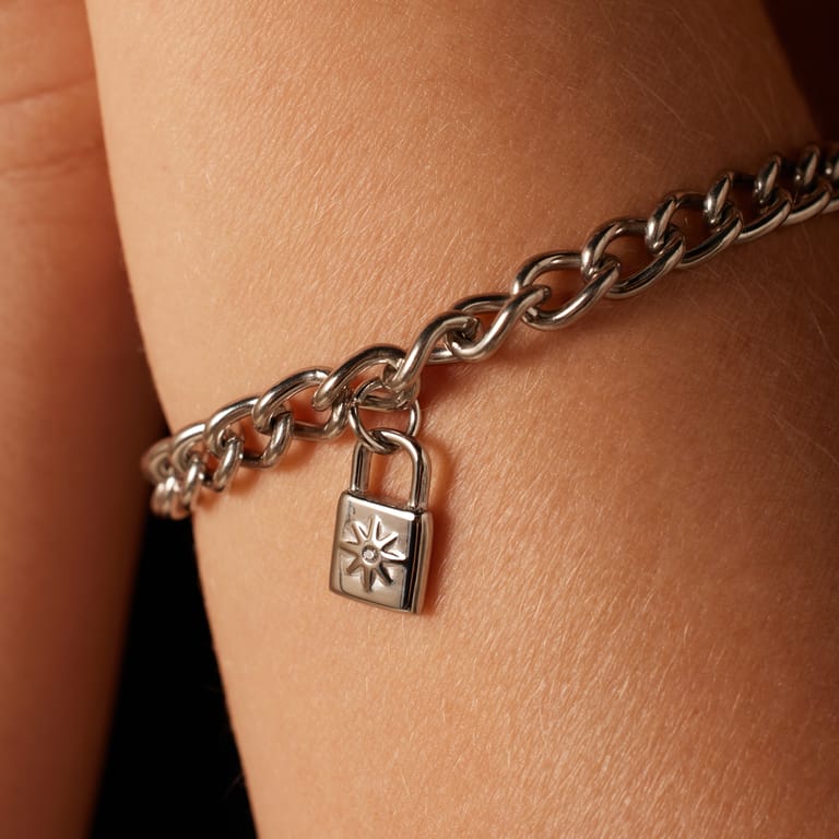 Stalen gourmet armband met slotje