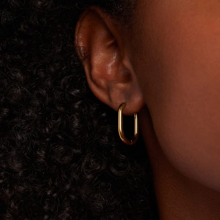 Myla stainless steel goldplated oorringen ovaal voor dames