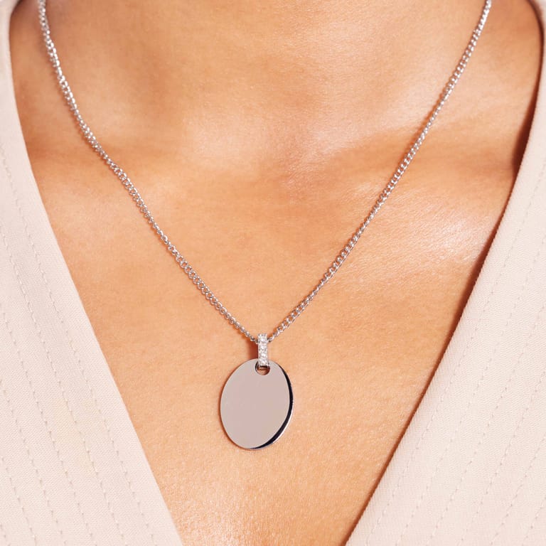 Gerecycled stalen ketting met munt hanger voor dames