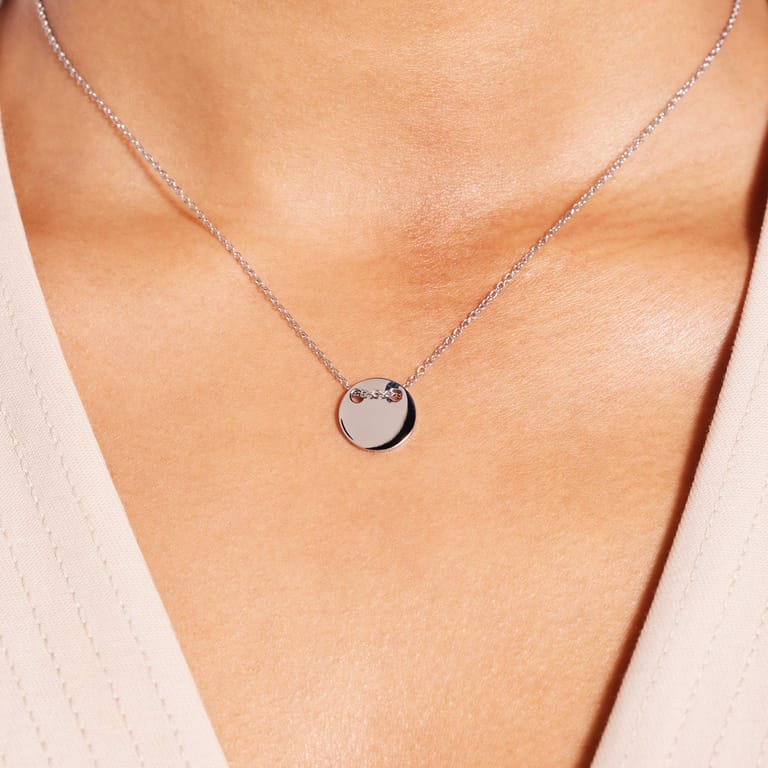 Gerecycled stalen ketting met munt hanger voor dames