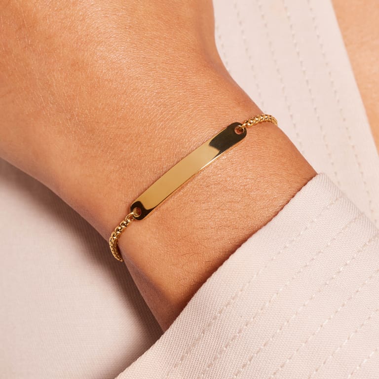 Stalen goldplated plaatarmband voor dames