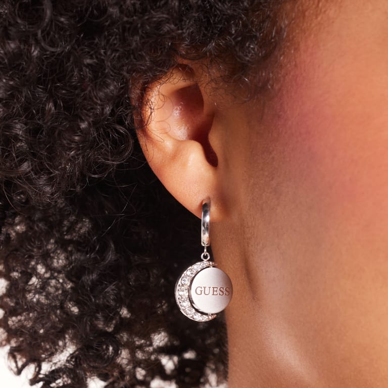 Guess stainless steel oorringen moon phases voor dames