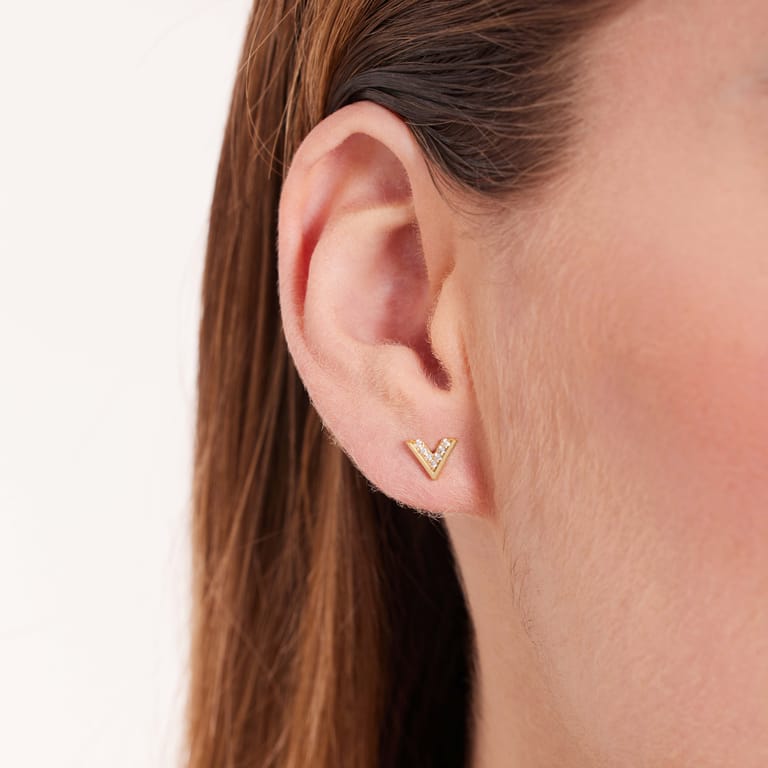 Zilveren goldplated oorknoppen met zirkonia voor dames