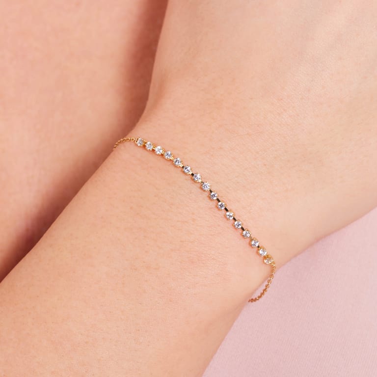 Zilveren goldplated tennisarmband met zirkonia voor dames