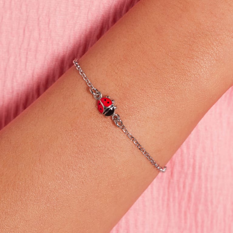 Zilveren kinderarmband kever emaille