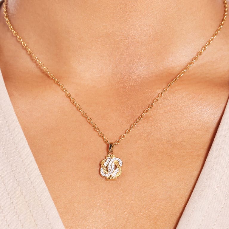 Gerecycled stainless steel goldplated collier mattenklopper kristal