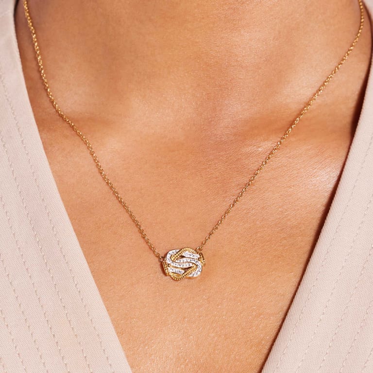 Stalen goldplated ketting met hanger met kristal voor dames