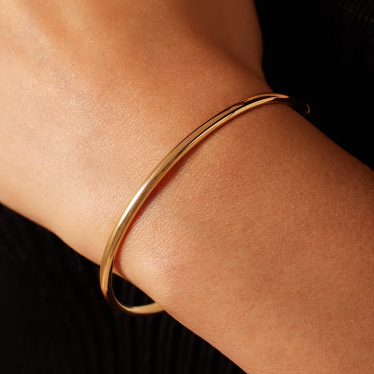 Zilveren goldplated bangle 3mm  voor dames