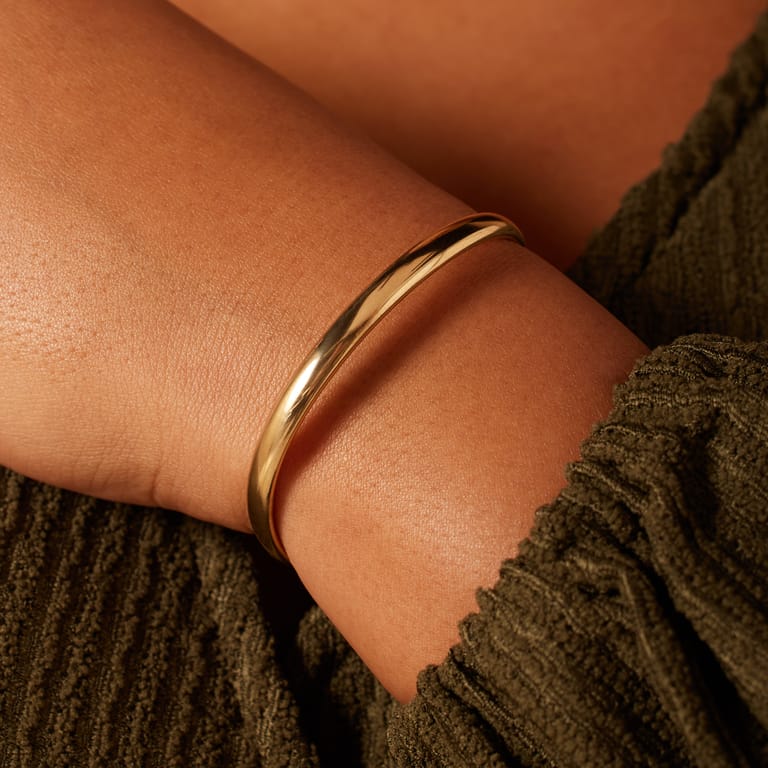 Zilveren goldplated bangle 5mm voor dames
