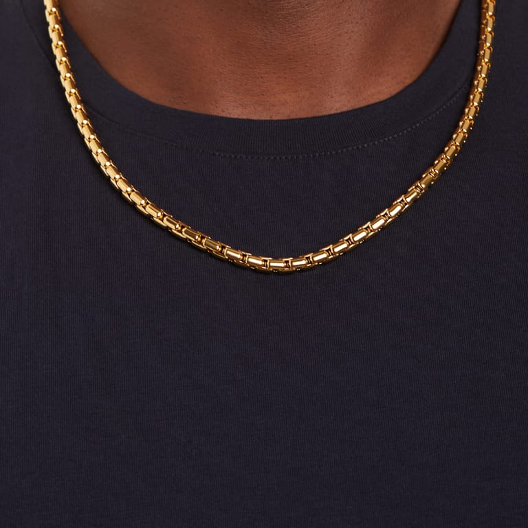 Gerecycled stainless steel goldplated schakelketting voor heren