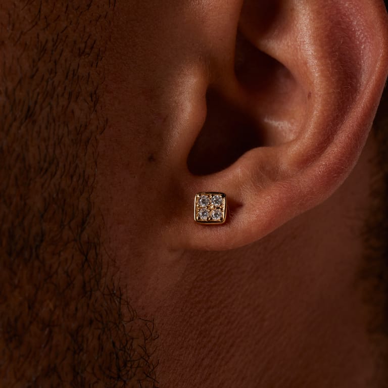 Zilveren goldplated herenoorknoppen met zirkonia